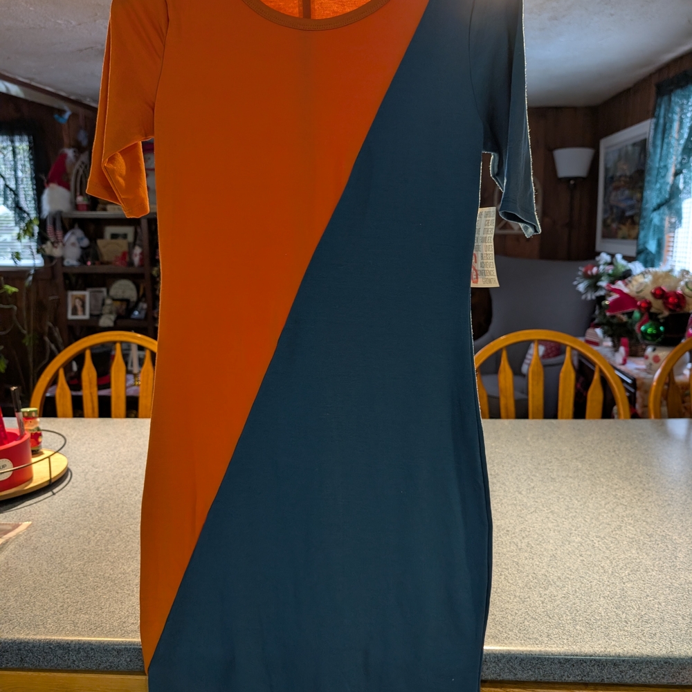 Colorblock Orange and Blue Dress